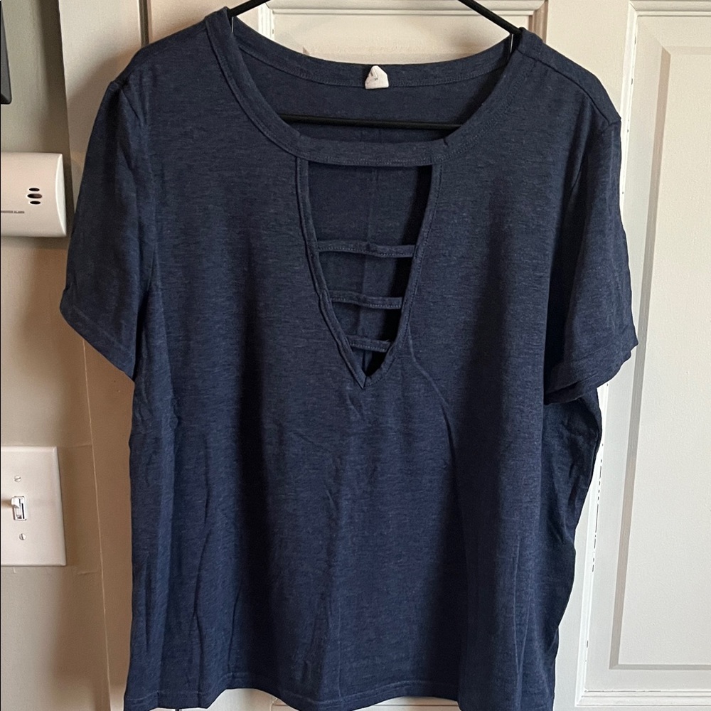 Women's Navy Blue Cut-Out Top